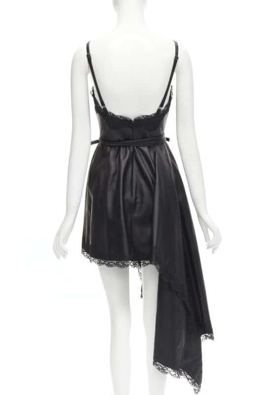 Alexander McQueen Black Leather Wrap Dress Black Leather Never worn - Box View