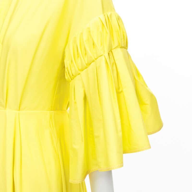 Roksanda Yellow Pleated A-Line Dress Yellow Cotton Never worn - Back View