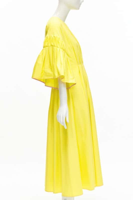 Roksanda Yellow Pleated A-Line Dress Yellow Cotton Never worn - Model View