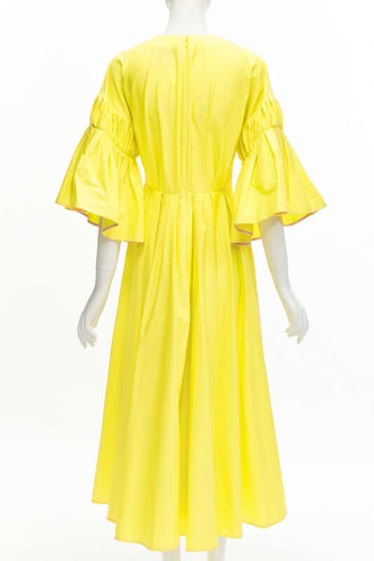 Roksanda Yellow Pleated A-Line Dress Yellow Cotton Never worn - Box View