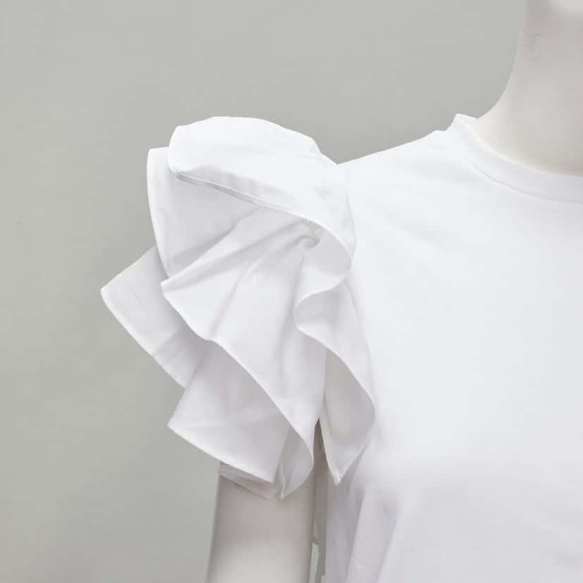 Alexander McQueen Ruffle Sleeve T-Shirt White Cotton Never worn - Back View
