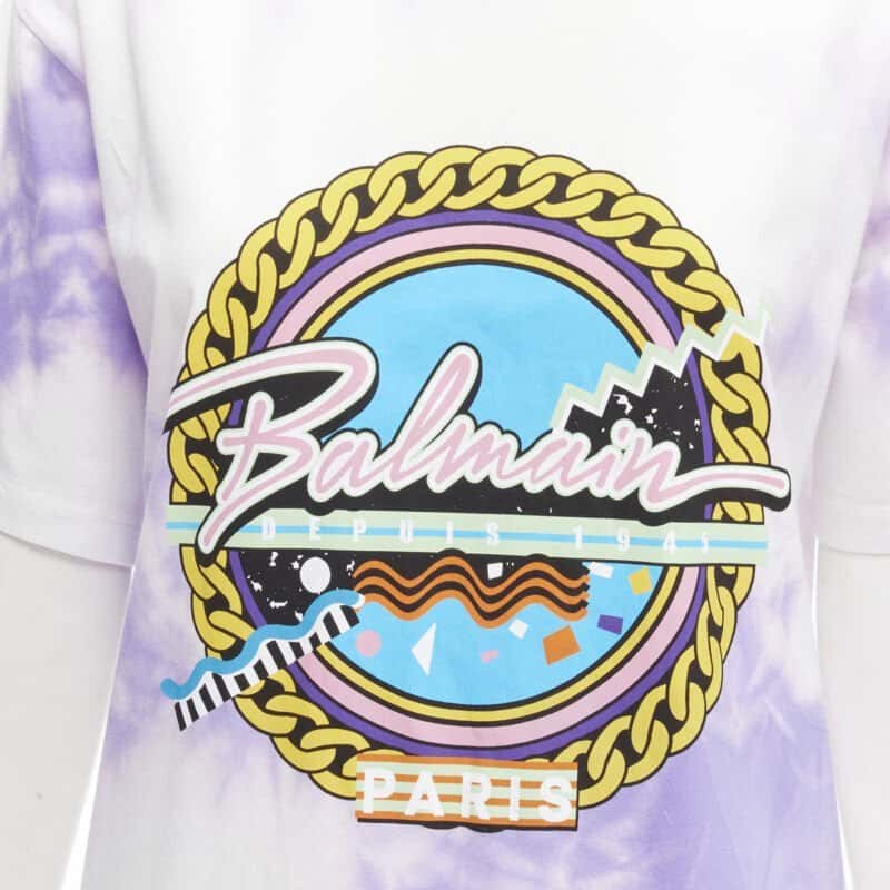 Balmain Tie Dye Logo Shirt Purple Cotton Never worn - Back View