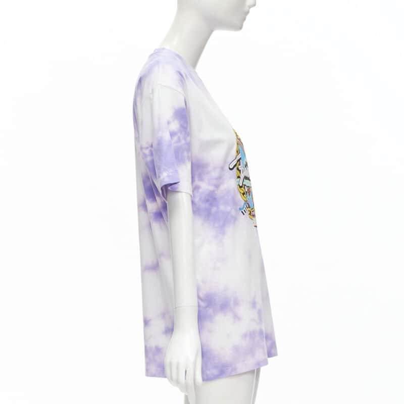 Balmain Tie Dye Logo Shirt Purple Cotton Never worn - Model View