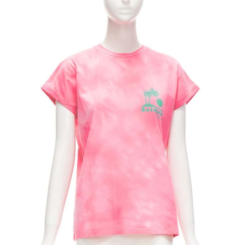 Balmain Palm Tree Shirt Pink Cotton Never worn - Front View