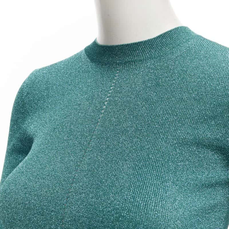Saint Laurent Metallic Lattice Top Turquoise Polyester Never worn - Back View