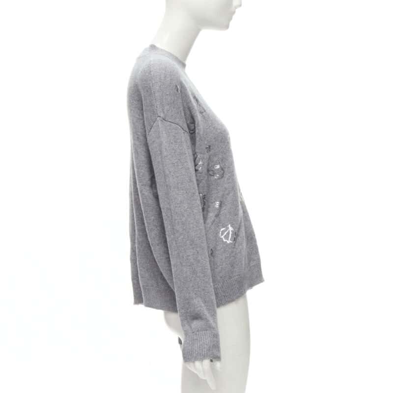 Ermanno Scervino Floral Pullover Top Grey Polyester Never worn - Model View