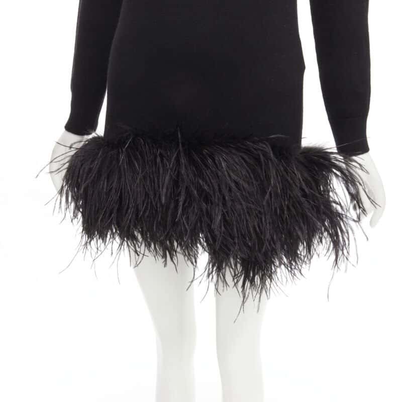 Saint Laurent Black Feather Sweater Dress Black Cashmere Never worn - Back View