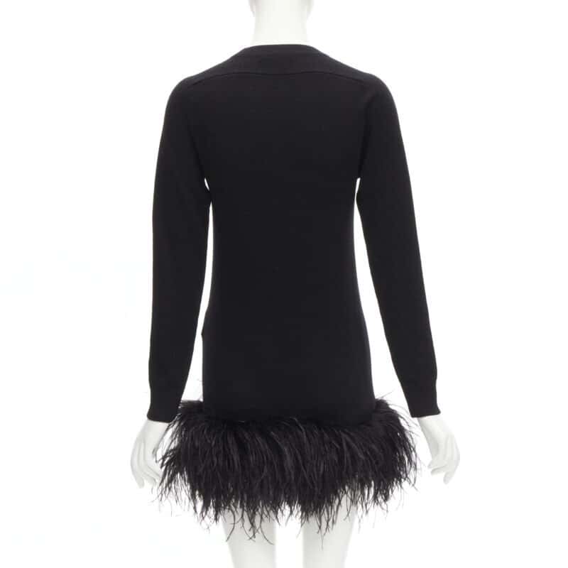 Saint Laurent Black Feather Sweater Dress Black Cashmere Never worn - Box View