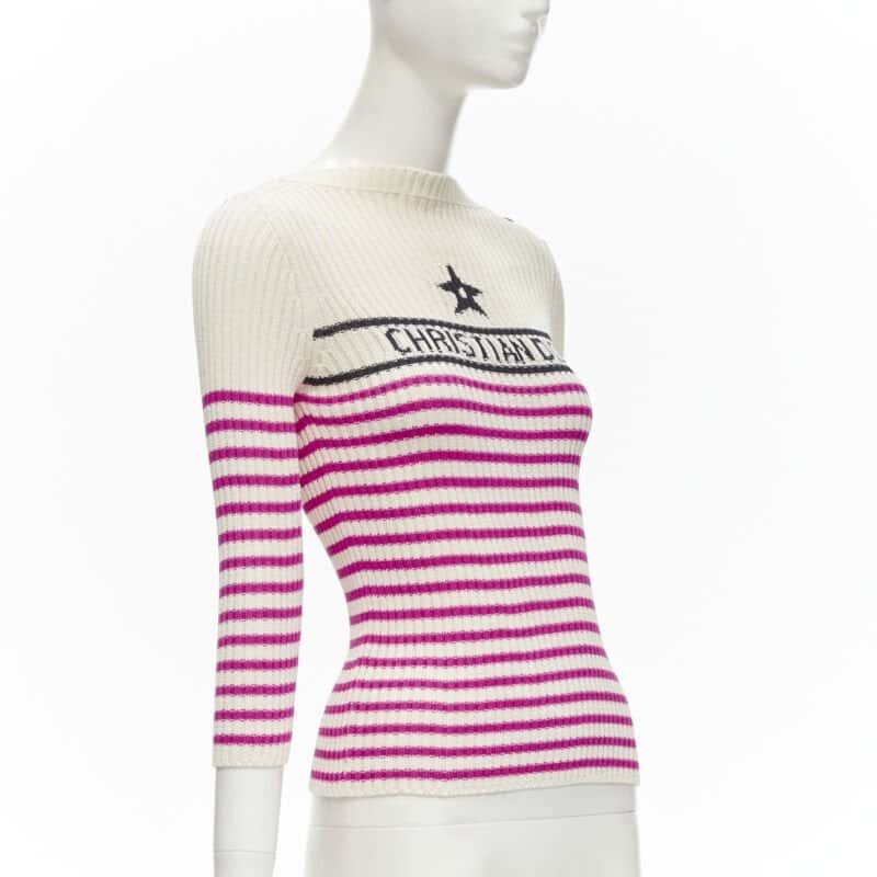 Christian Dior Pink Nautical Top Beige Cotton Never worn - Inside View