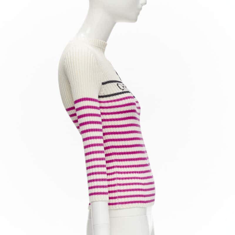 Christian Dior Pink Nautical Top Beige Cotton Never worn - Model View