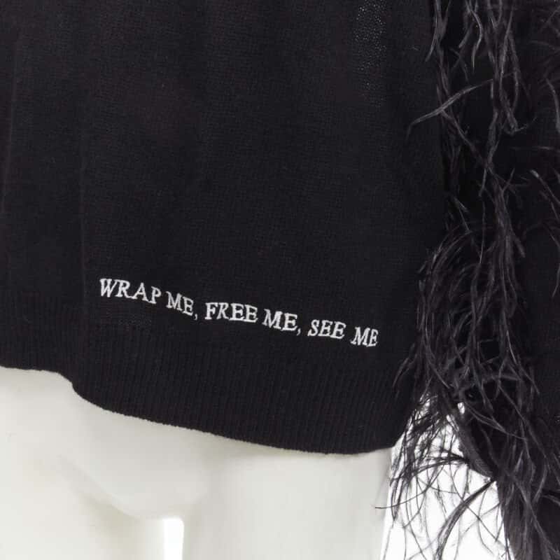 Valentino Garavani Feather Wrap Sweater Black Wool Never worn - Back View