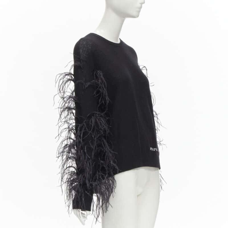 Valentino Garavani Feather Wrap Sweater Black Wool Never worn - Inside View
