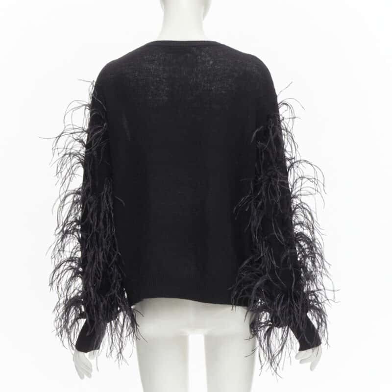 Valentino Garavani Feather Wrap Sweater Black Wool Never worn - Box View