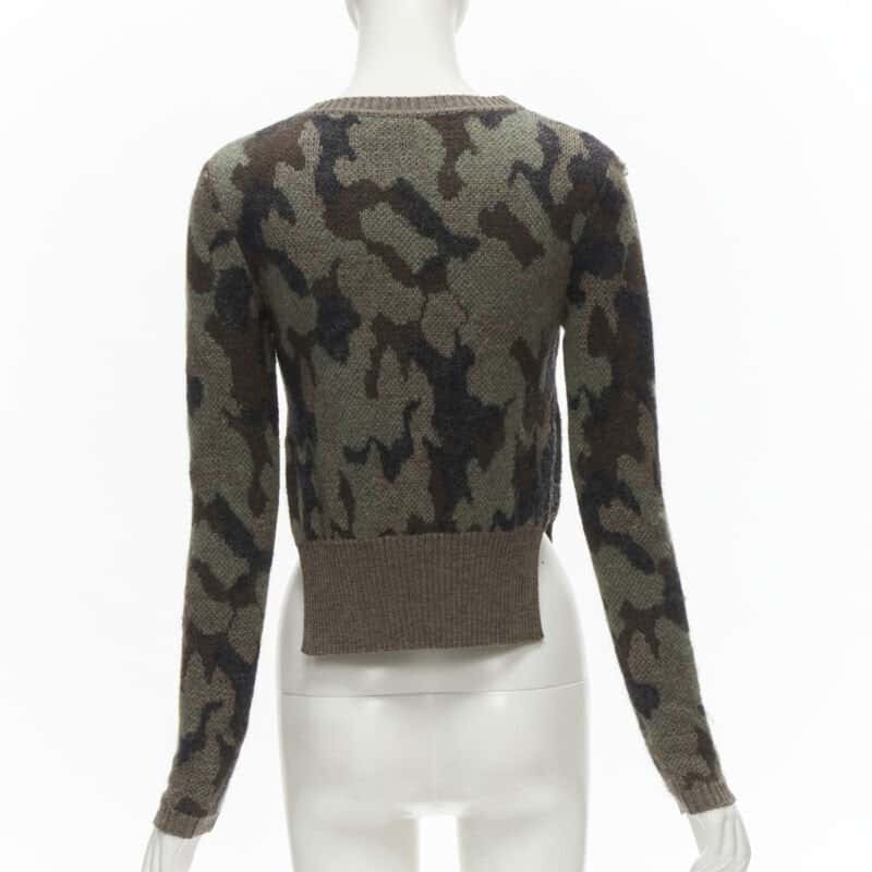 Giambattista Valli Camo Crystal Sweater Green Wool Never worn - Box View