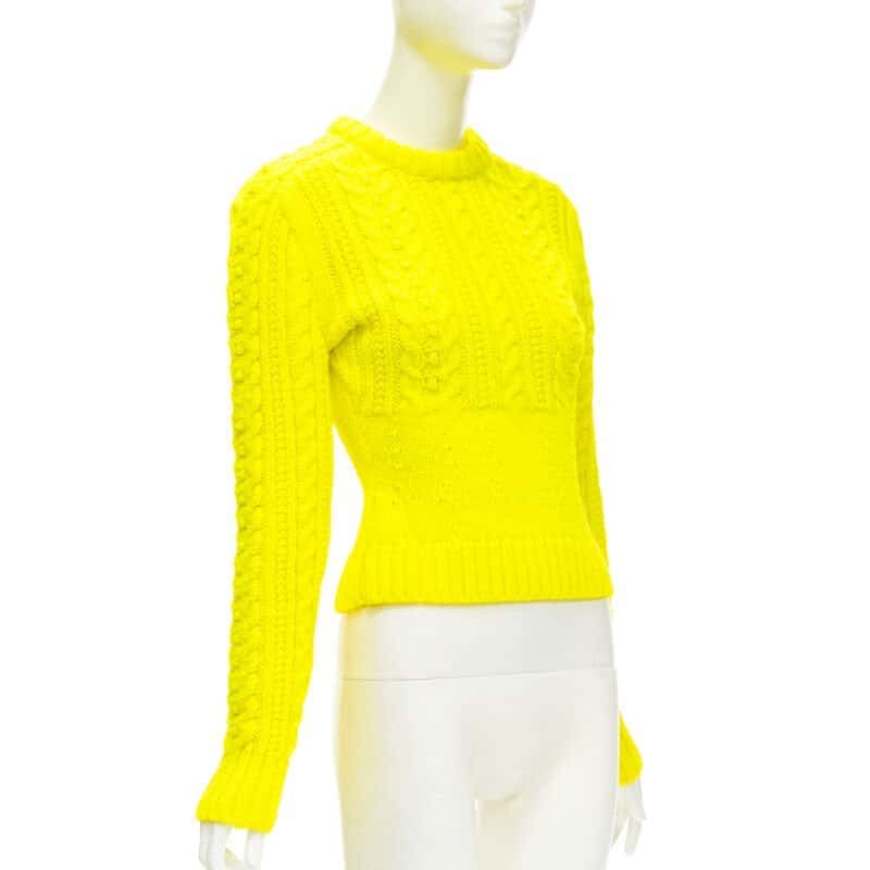 PHILOSOPHY DI LORENZO SERAFINI Yellow Cable Sweater Yellow Wool Never worn - Inside View