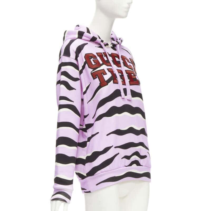 Gucci Tiger Patch Hoodie Purple Cotton Never worn - Inside View