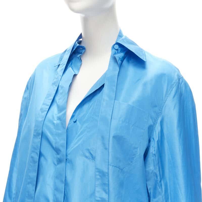 Valentino Garavani Relaxed Tie Shirt Blue Silk Never worn - Back View