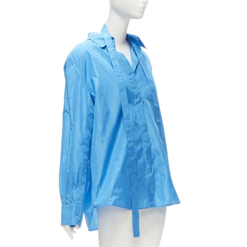 Valentino Garavani Relaxed Tie Shirt Blue Silk Never worn - Inside View