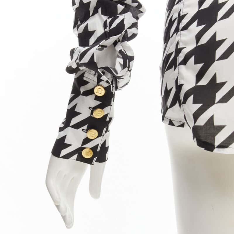 Balmain Houndstooth Blouse Black Viscose Never worn - Back View