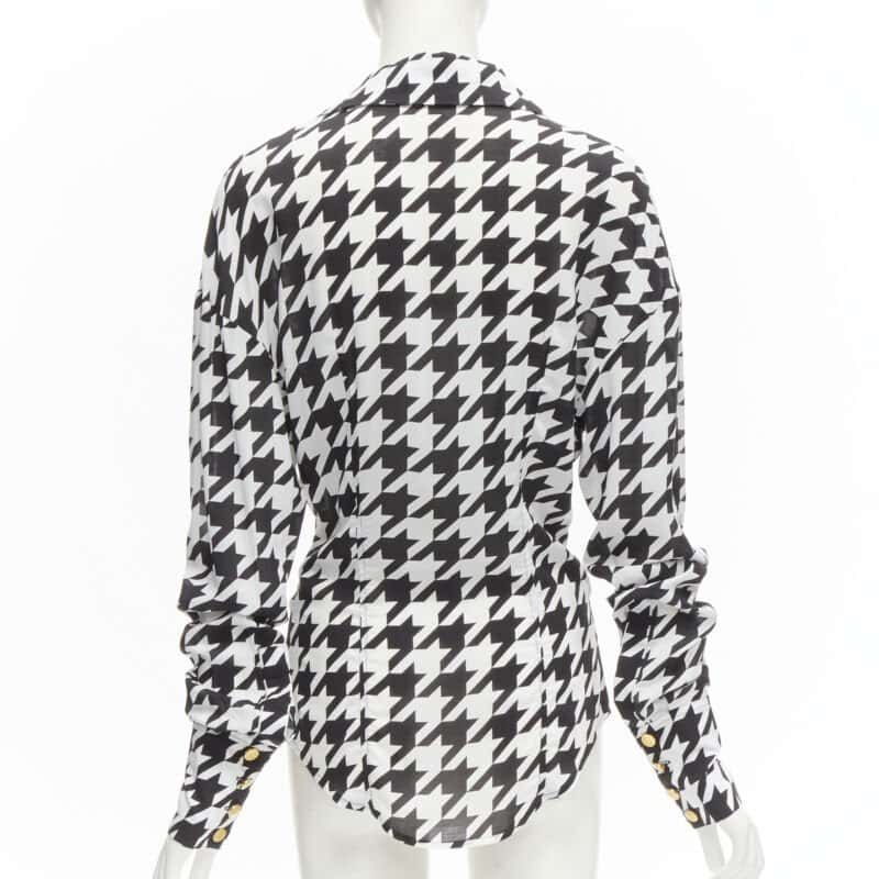 Balmain Houndstooth Blouse Black Viscose Never worn - Box View
