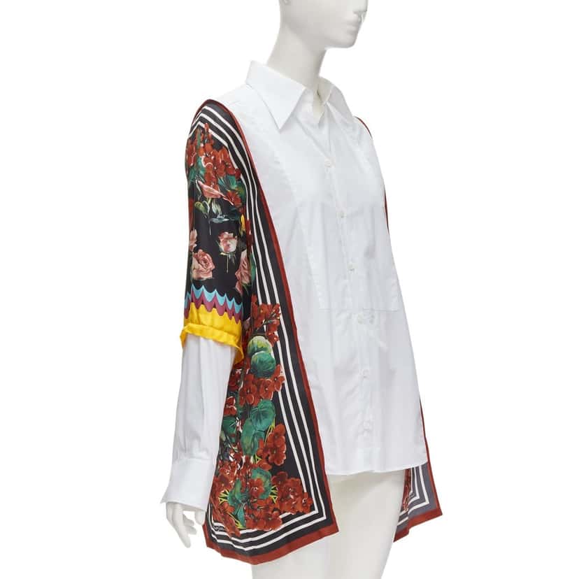 DOLCE & GABBANA Floral Insert Shirt White Cotton Never worn - Front View