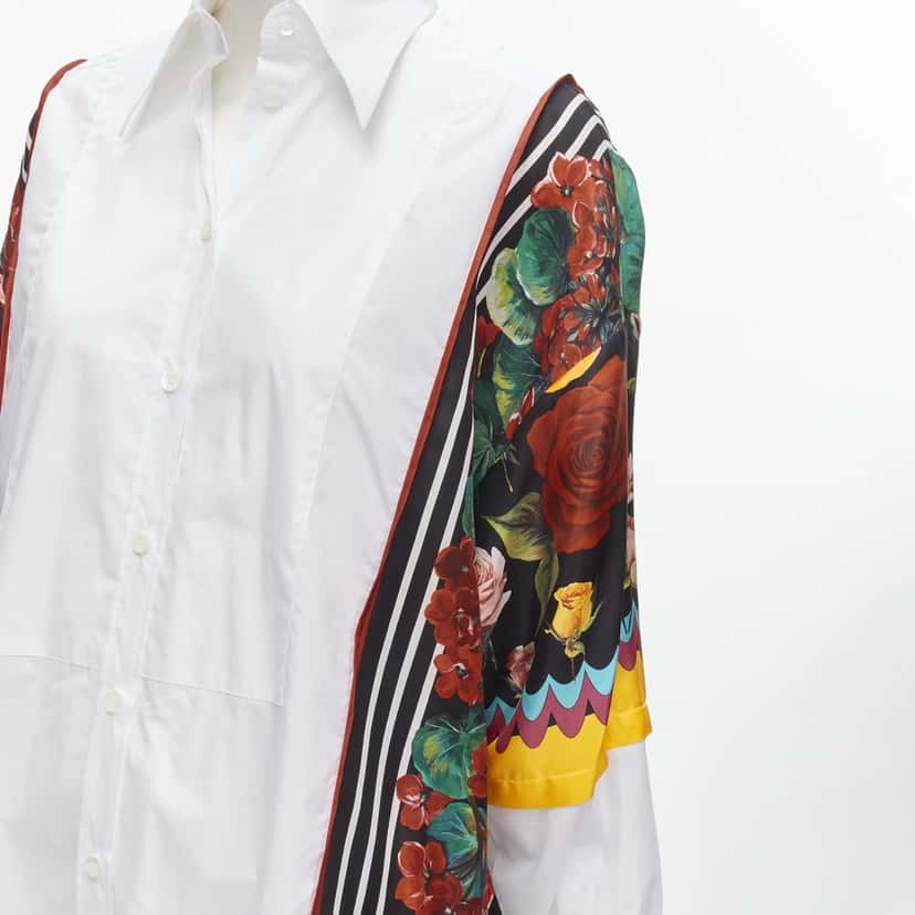 DOLCE & GABBANA Floral Insert Shirt White Cotton Never worn - Back View