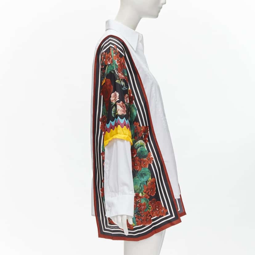 DOLCE & GABBANA Floral Insert Shirt White Cotton Never worn - Model View