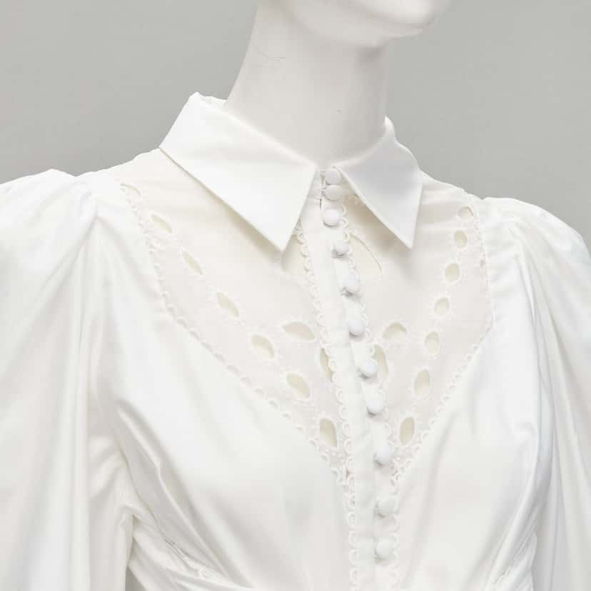Acler Eyelet Bow Blouse White Cotton Never worn - Back View