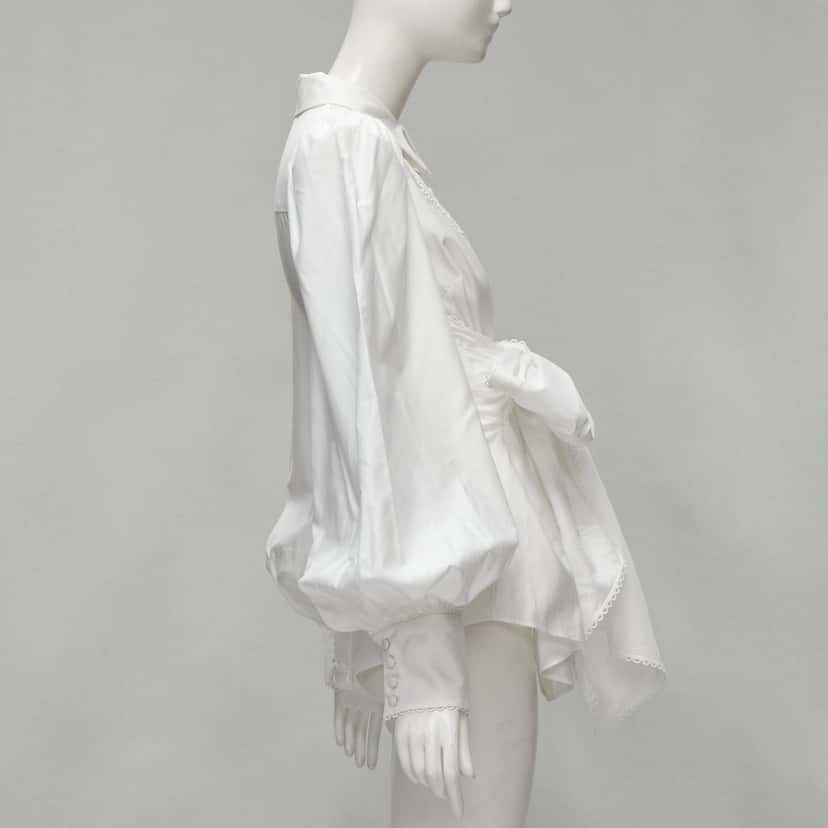 Acler Eyelet Bow Blouse White Cotton Never worn - Model View