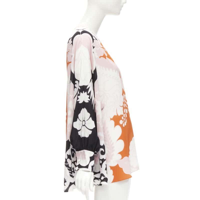 Valentino Garavani Floral Print Shirt Orange Silk Never worn - Model View