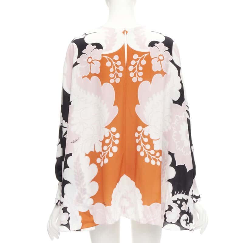 Valentino Garavani Floral Print Shirt Orange Silk Never worn - Box View