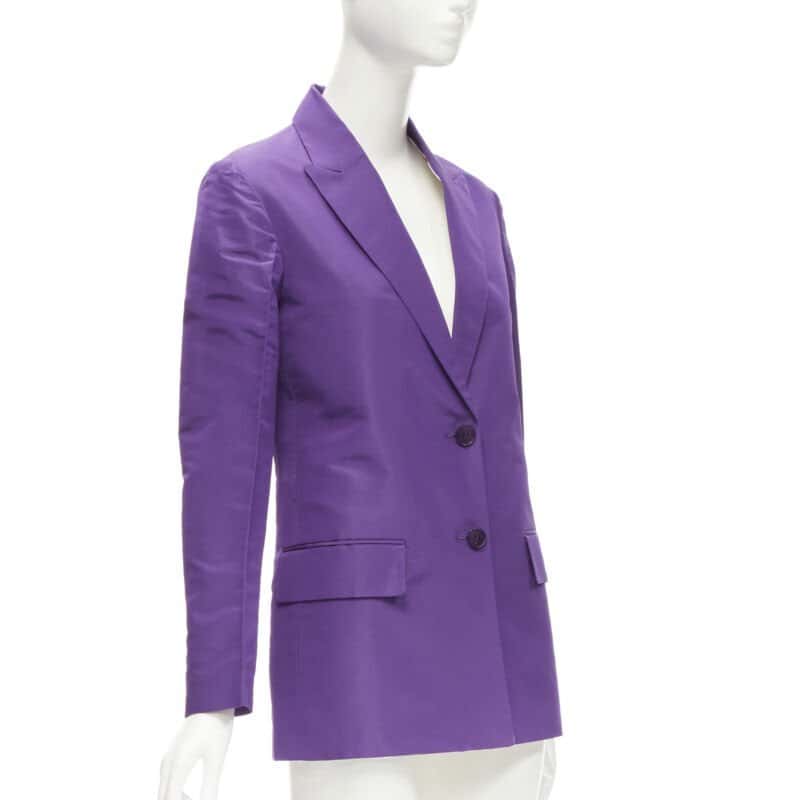 Valentino Garavani Silk Drawstring Blazer Purple Silk Never worn - Model View