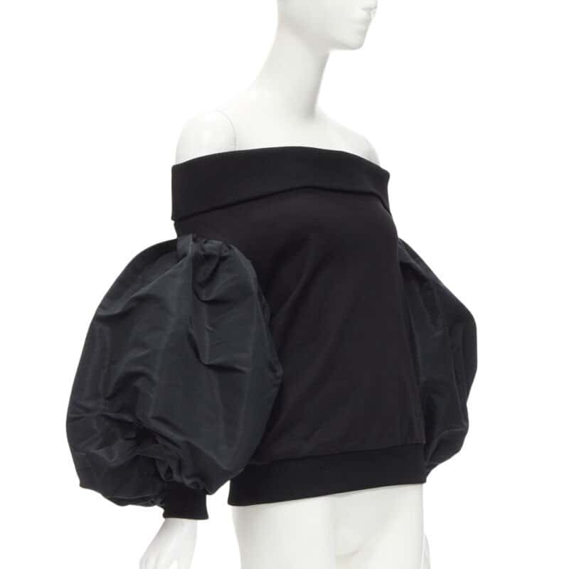 Alexander McQueen Puff Sleeve Sweater Black Cotton Never worn - Front View