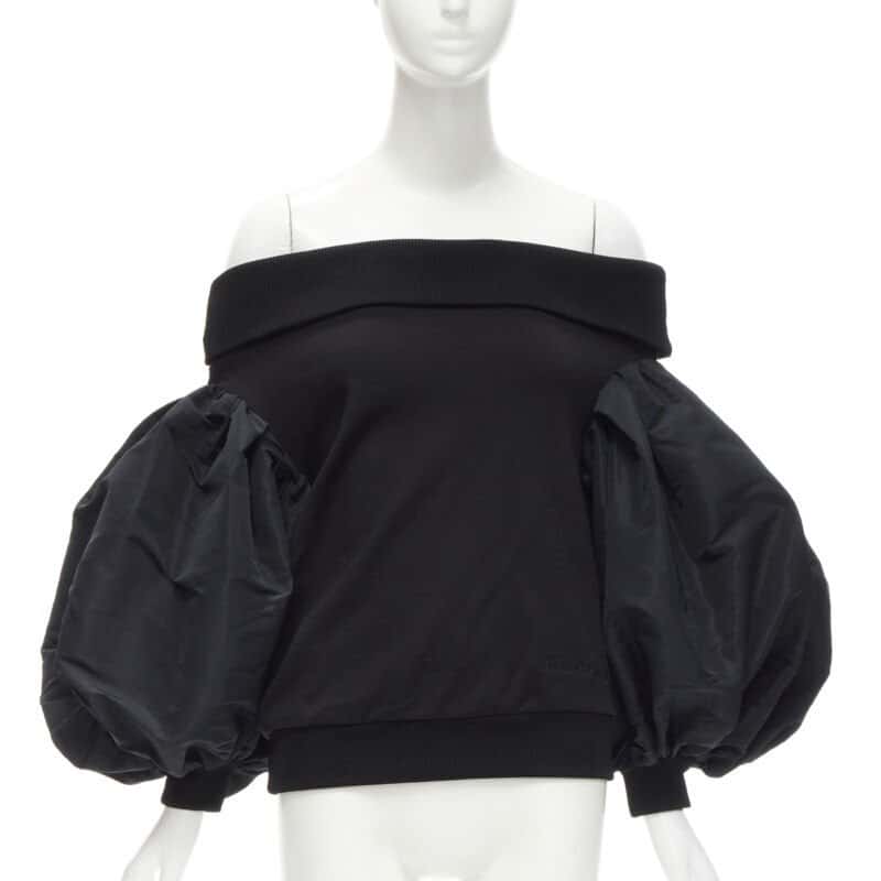 Alexander McQueen Puff Sleeve Sweater Black Cotton Never worn - Inside View