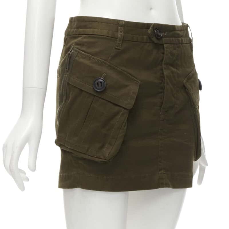 Dsquared2 Cargo Mini Skirt Green Cotton Never worn - Front View