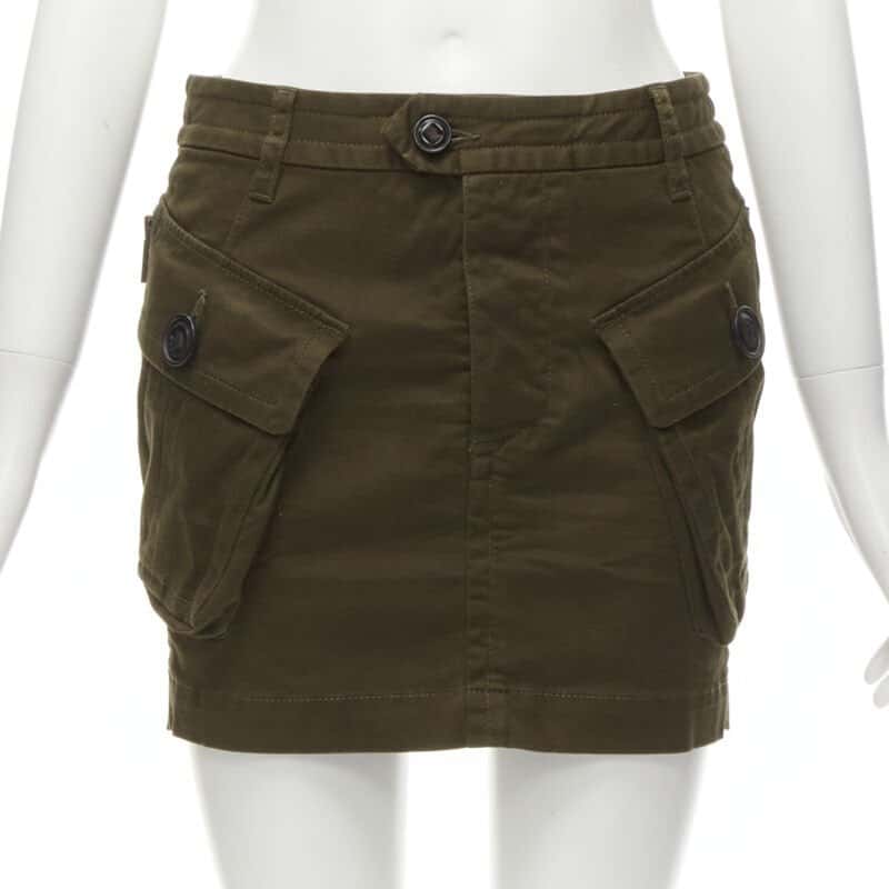 Dsquared2 Cargo Mini Skirt Green Cotton Never worn - Inside View