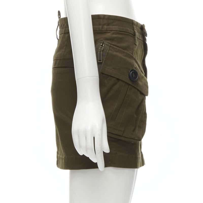 Dsquared2 Cargo Mini Skirt Green Cotton Never worn - Model View