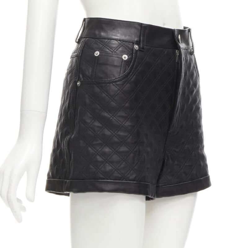 Saint Laurent Quilted Leather Shorts Black Leather Never worn - Inside View