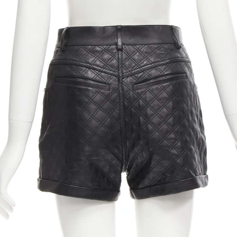Saint Laurent Quilted Leather Shorts Black Leather Never worn - Box View