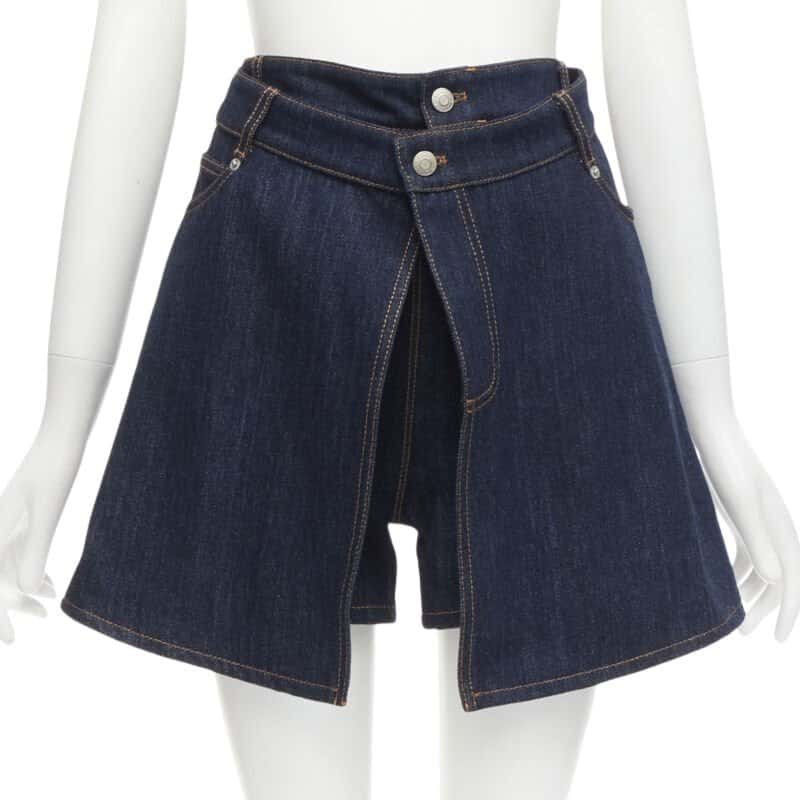 Alexander McQueen Layered Denim Shorts Blue Cotton Never worn - Front View