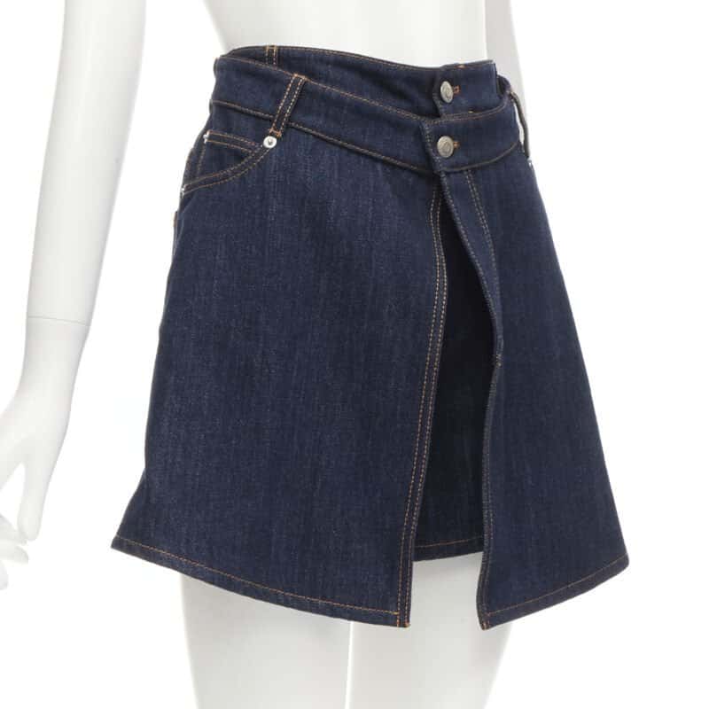 Alexander McQueen Layered Denim Shorts Blue Cotton Never worn - Inside View