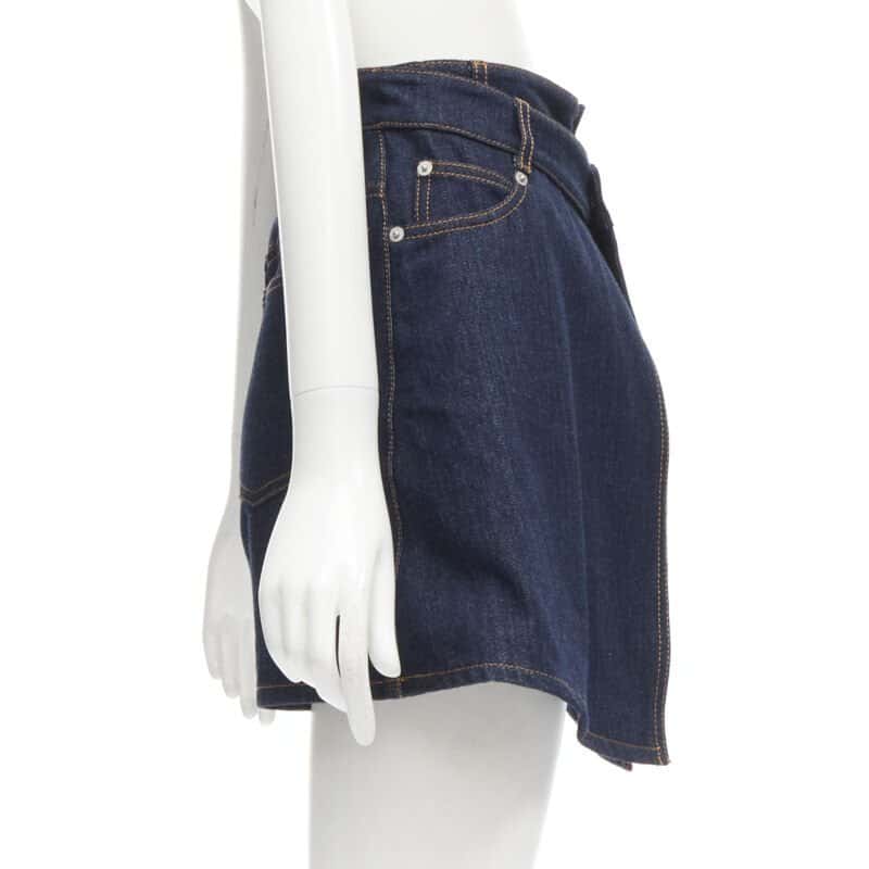 Alexander McQueen Layered Denim Shorts Blue Cotton Never worn - Model View