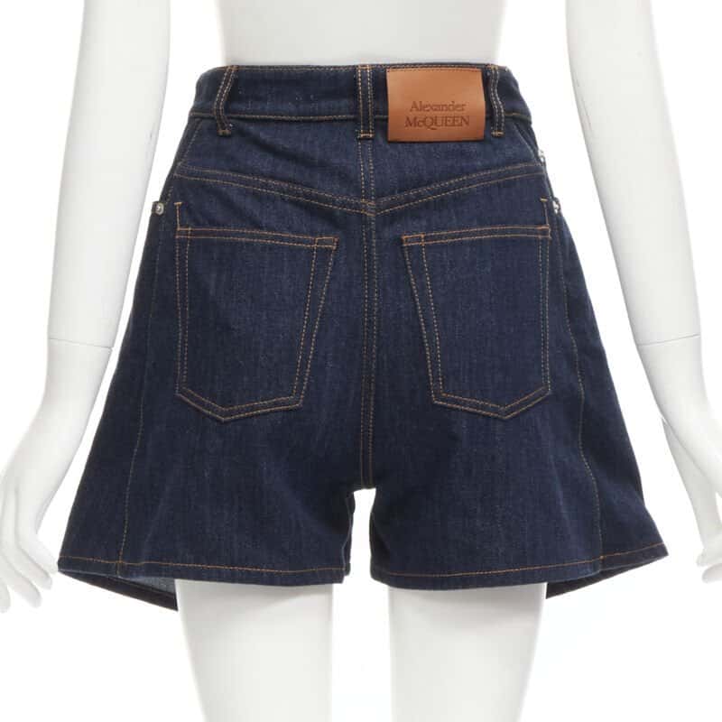 Alexander McQueen Layered Denim Shorts Blue Cotton Never worn - Box View