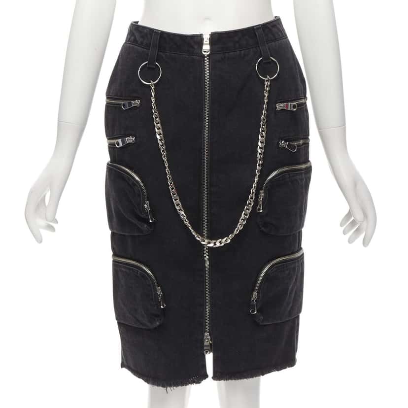 Faith Connexion Punk Chain Skirt Black Cotton Never worn - Front View
