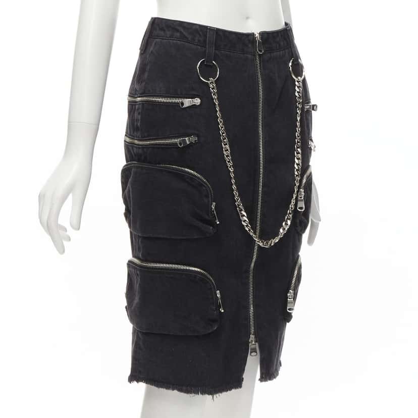Faith Connexion Punk Chain Skirt Black Cotton Never worn - Inside View