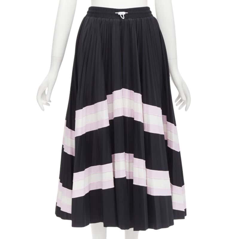 Valentino Garavani Patchwork Pleated Skirt Pink Polyamide Never worn - Front View