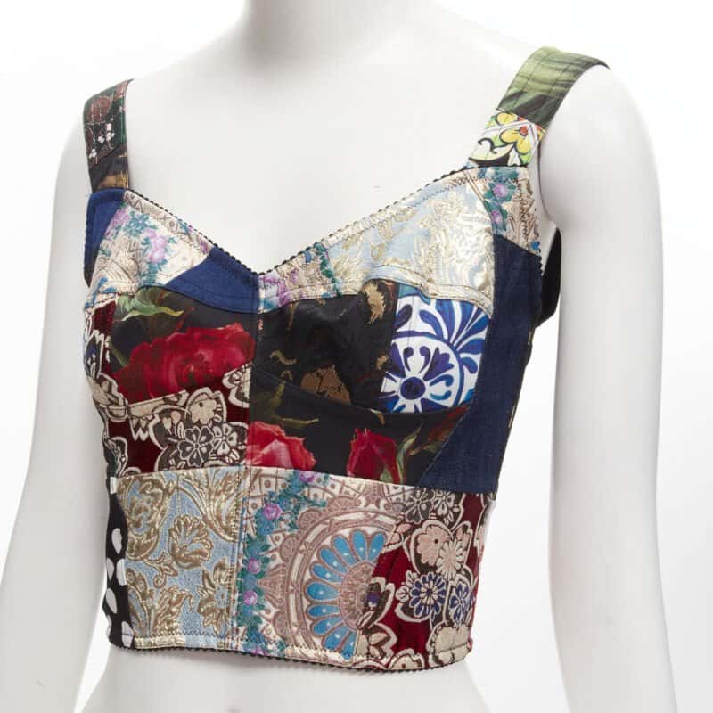 DOLCE & GABBANA Patchwork Bustier MultiColor Polyester Never worn - Back View