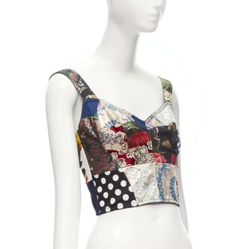 DOLCE & GABBANA Patchwork Bustier MultiColor Polyester Never worn - Inside View
