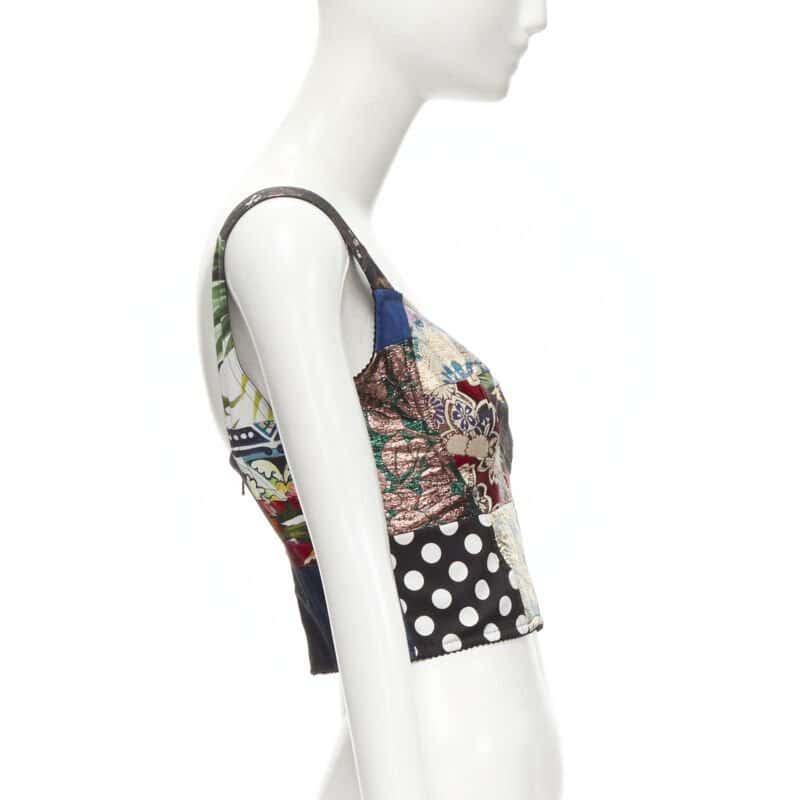 DOLCE & GABBANA Patchwork Bustier MultiColor Polyester Never worn - Model View