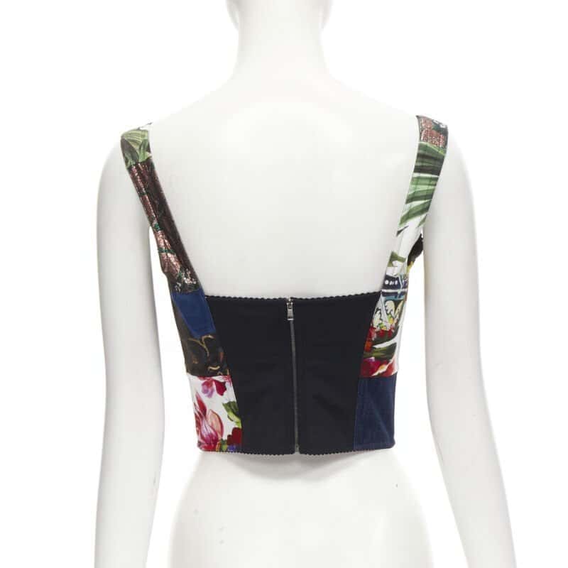 DOLCE & GABBANA Patchwork Bustier MultiColor Polyester Never worn - Box View